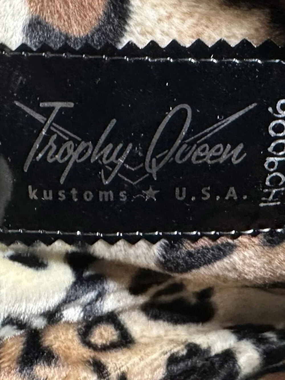 OOAK Trophy Queen Tuck and Roll Tote Blue Black Leopard Print Leather Hot Rod - Picture 6 of 13